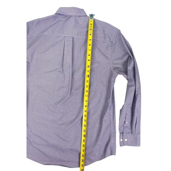 Jos A Banks Executive Tailored Fit Mini Check Blue Plaid LS Cotton Dress Shirt M - Picture 7 of 8